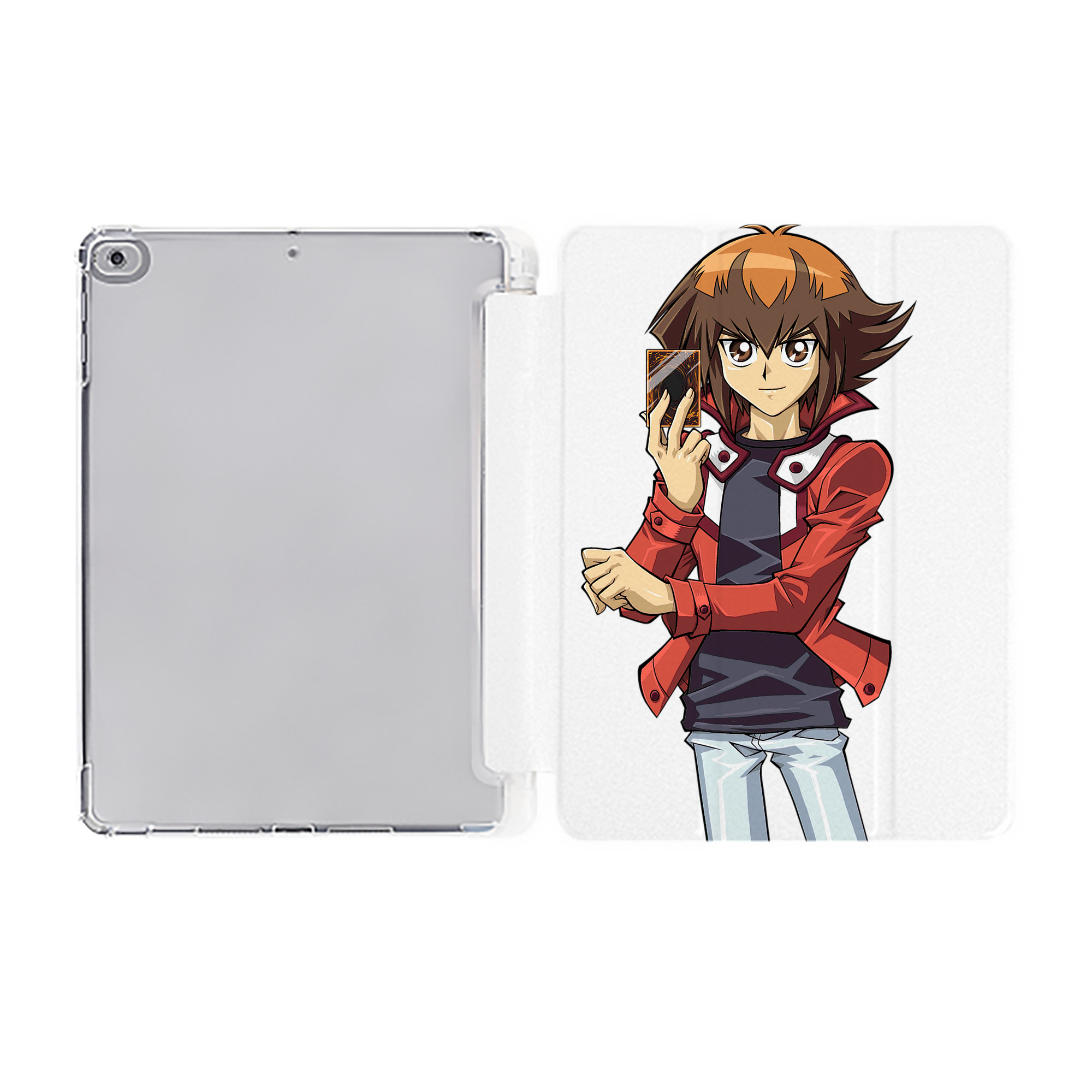 （画像用） 遊☆戯☆王 Yu-Gi-Oh! IPad ケース ペン収納付き 三つ折りスタンド PUレザー×シリコン 対応機種9.5/10.5/10.9インチ